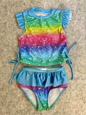 New Girls 3 Youth 2 Piece Colorful Tankini Swimsuit